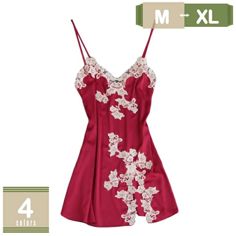 ナイトウェア ネグリジェ レディース シースルー レース 寝巻き ルームウェア ベビードール 胸元 キャミソール ネグリジェ スリップウェア スリップドレス セ...