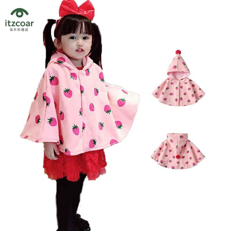 マントコート マント 苺柄ポンチョ キッズ 秋冬 クリスマス 子供ポンチョ 防寒 ベビーマント シンプル ..