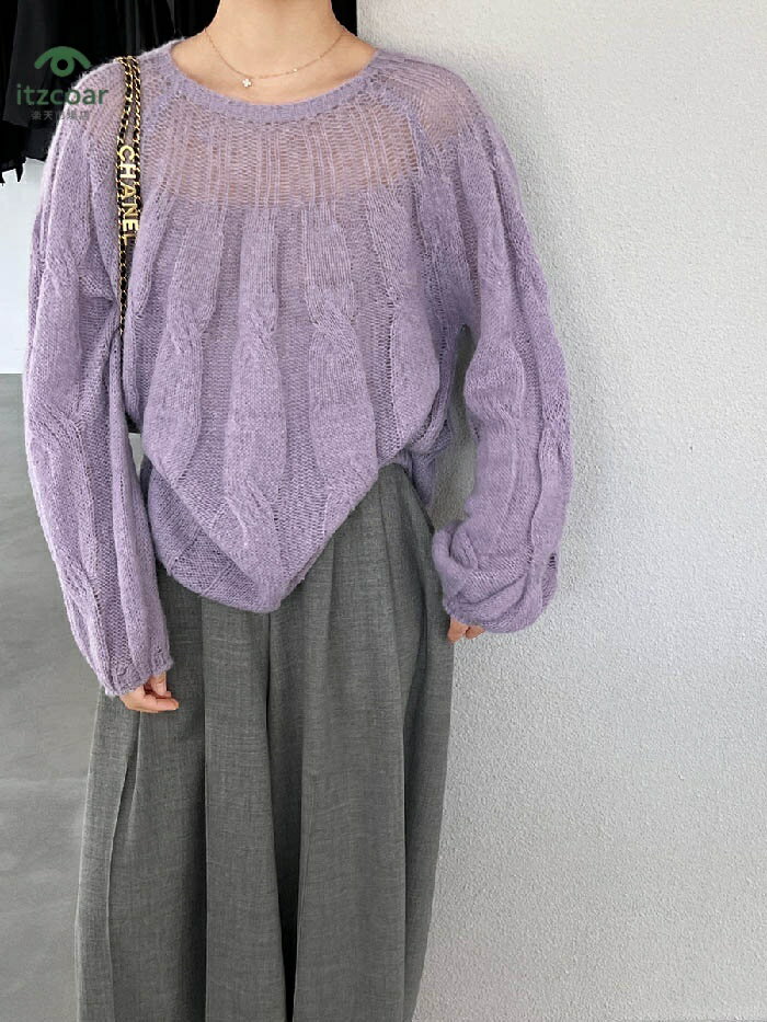 ニット 透かし編み レディース 長袖 セーター 春 秋 冬 トップス ニット ぽわん袖 透かし彫り カットソー フェミニン 着回し ボリューム感 シンプル おしゃれ 大人 カジュアル ゆったり ゆるっと シンプル カジュアル こなれ感 春 秋 柔らかい トレンド感 春 秋