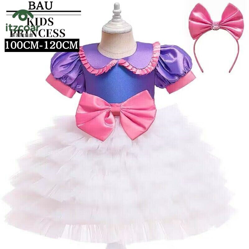 キッズドレス ベビー フォーマルドレス 子供 半袖ドレス プリンセス ドレス 子どもドレス ワンピース結婚式 ピアノ発表会 お宮参り 出産祝い 女の子ワンピース パフスリーブ リボン コンクール用 七五三 ピンク 紫 パープル 白 ホワイト フリル セーラー bauc102 D