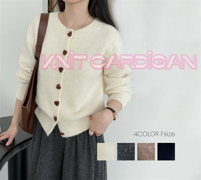 【メール便送料無料】ニット カーディガン レディース 秋冬 ヒートボタン クルーネック 羽織り 長袖 ライトアウター 体型カバー 大人 きれいめ シンプル カジュアル 柔らかい ニットカーディガン 通勤 OL オフィス 着回し 重ね着 50代 30代 40代 黒 ブラック