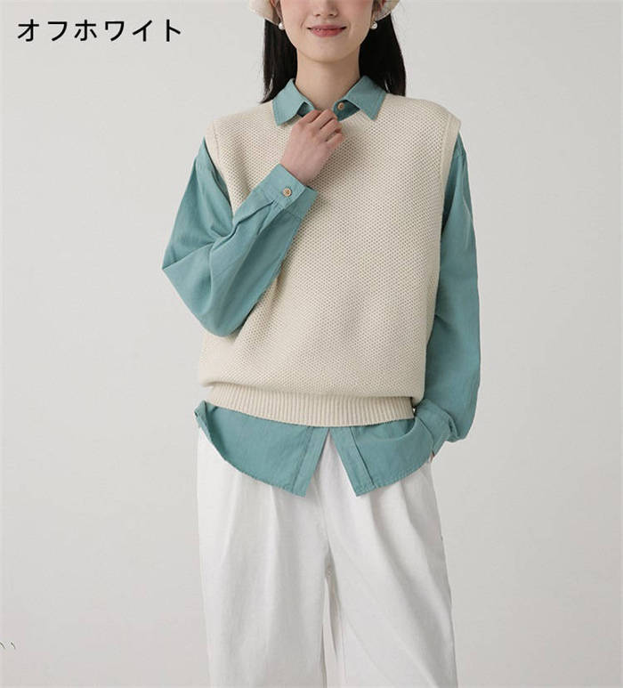 ニット ベスト ジレ クルーネック レディース 新作 ニットベスト セーター ノースリーブ カットソー 重ね着 無地 プルオーバー トップス 体型カバー ゆったり アウター レイヤード 春 秋 着痩せ エレガント 通勤 OL オフィス カジュアル おしゃれ 大人 可愛い 送料無料