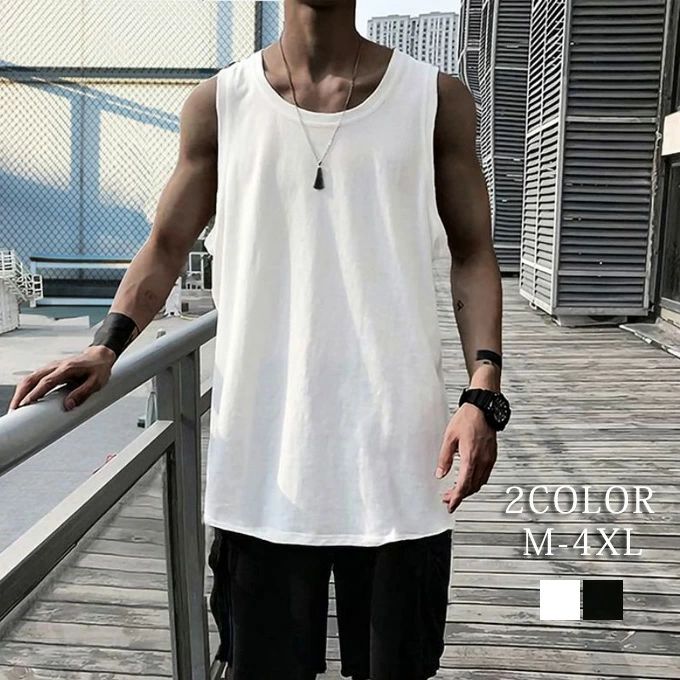 タンクトップ メンズ スポーツウェア トップス ノースリーブ クルーネック 無地 肌着 スポーツ 通気性 ..
