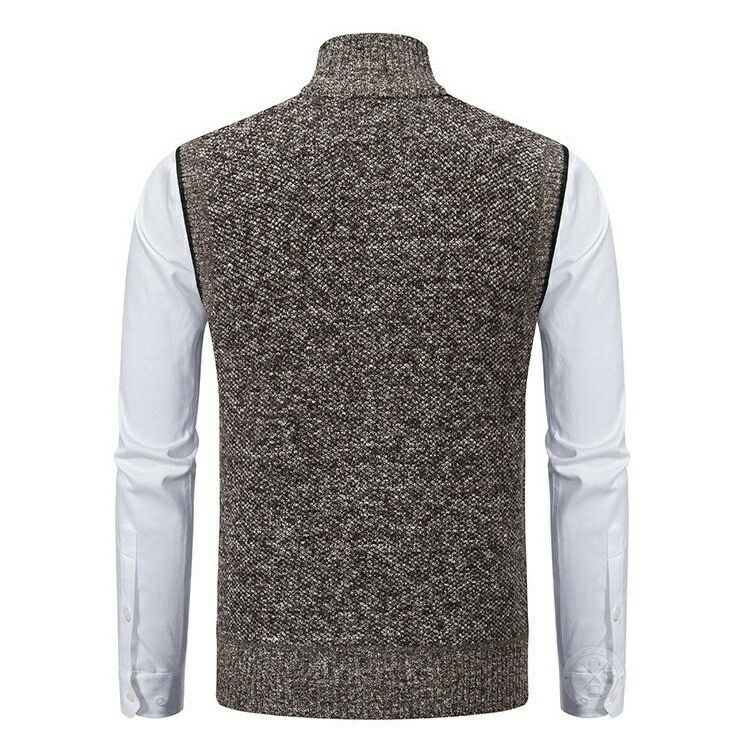 ベスト ニットベスト メンズ 裏起毛 ジップアップ ジャケット ビジネス カジュアル 前開き チョッキ トップス ジレ 防寒 厚手 仕事 ゴルフ 暖かい ハイネック おしゃれ ゴルフウェア