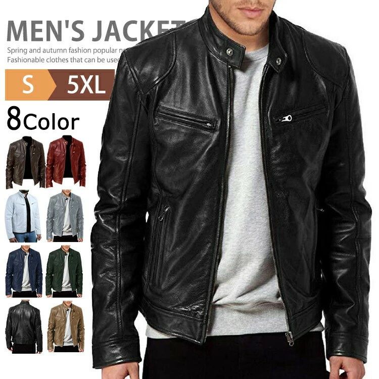 シングル ライダース 革ジャン メンズ 大きいサイズ バイクジャケット レザージャケット ライダースジ..