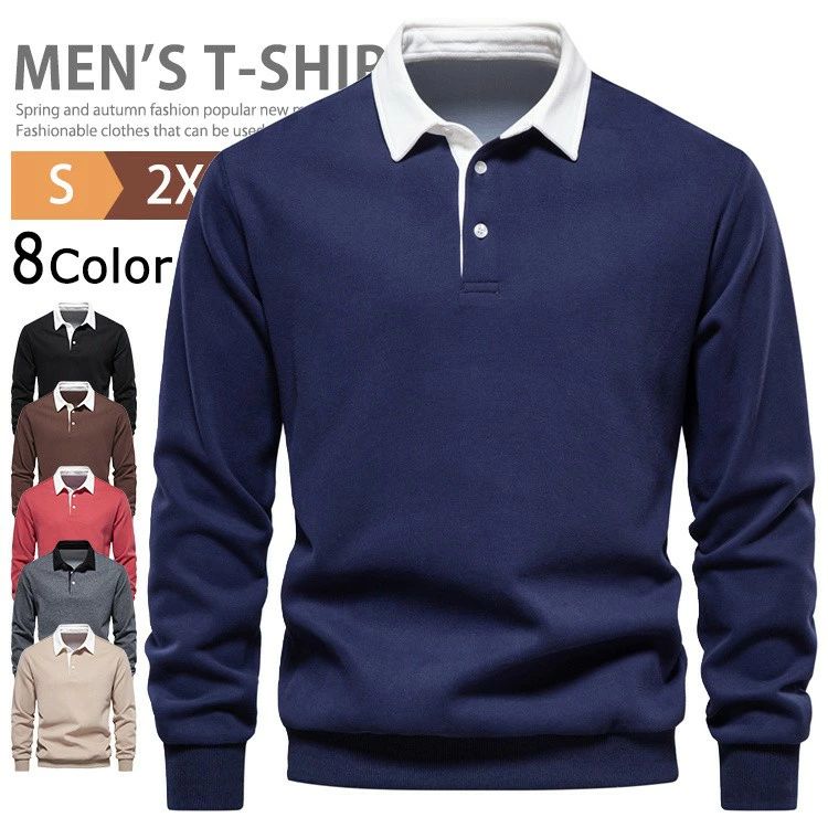 ポロシャツ 長袖 メンズ 綿 無地 長袖ポロシャツ ゴルフ ゴルフウェア ボタンダウン シャツ チームウェア ユニホーム ビジネス 制服 紳士服 ビズポ オフィスカジュアル スポーツ 仕事着