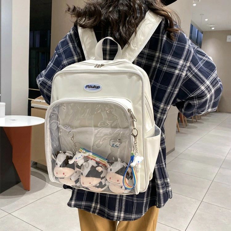 痛バッグ 痛バ 痛リュック 痛 リュック スクールバッグ バックパック レディース 大容量 推し活 バッグ 透明バッグ クリア クリアバッグ デコバッグ 推し活バ 推しバッグ 推し 缶バッチ(4.0)