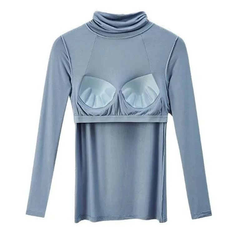ハイネック カップ付き トップス Tシャツ イ...の紹介画像2