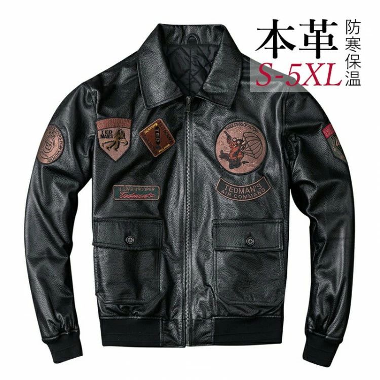 レザージャケット 本革 おしゃれ メンズ 革ジャン ワッペン 羊革 ライダース バイク ジャケット 男性 3..