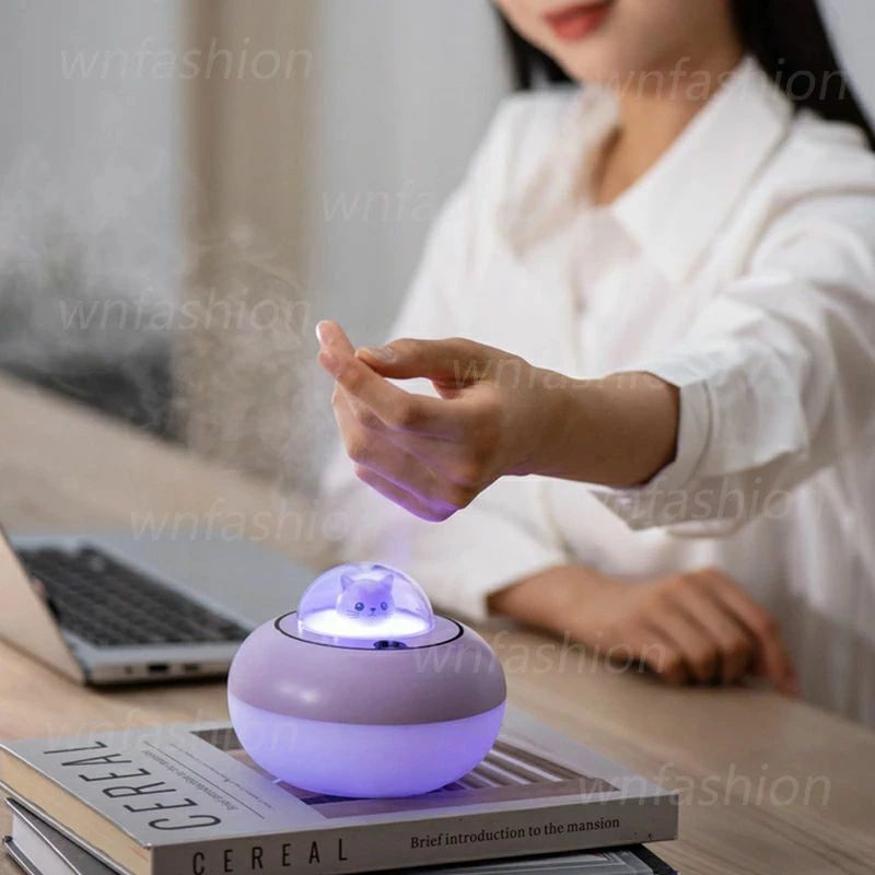 加湿器 スチーム式 おしゃれ 小型 LEDライト付き 超音波式 USB給電 車内 卓上加湿器 花瓶型 300ml アロ..