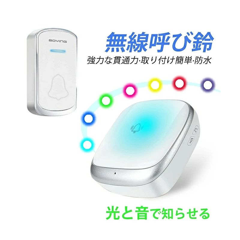チャイム インターホン ワイヤレス 自発電 電池不要 玄関 無線 呼び出しワイヤレスチャイム インターフ..