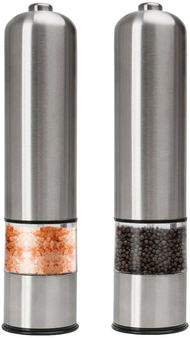 2個セット 粗さ調節可能 ステンレス スパイス用 ソルト 岩塩 花椒 胡椒 電動