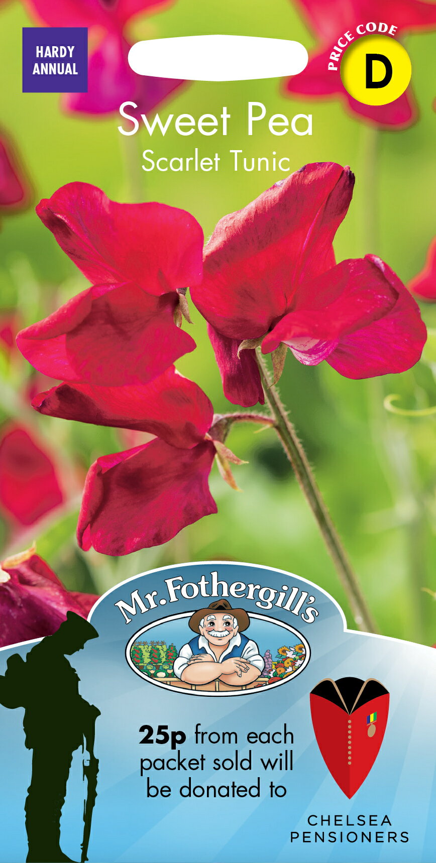 【種子】Mr.Fothergill's Seeds ROYAL HOSPITAL CHELSEA APPEAL LTD.Sweet Pea Scarlet Tunic　 ロイヤル・ホスピタル・チェルシー・アピール・リミテッド・カンパニー スイートピー スカーレット・チュニック