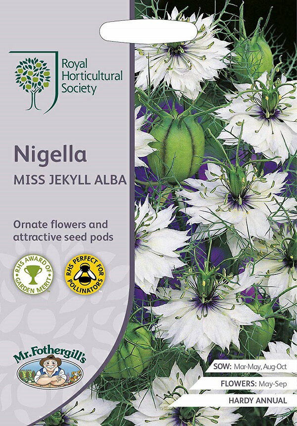 【種子】Mr.Fothergill's Seeds Royal Horticultural Society Love In A Mist Nigella Miss Jekyll Alba RHS ニゲラ ミス・ジーキル・アルバ ミスター・フォザーギルズシード