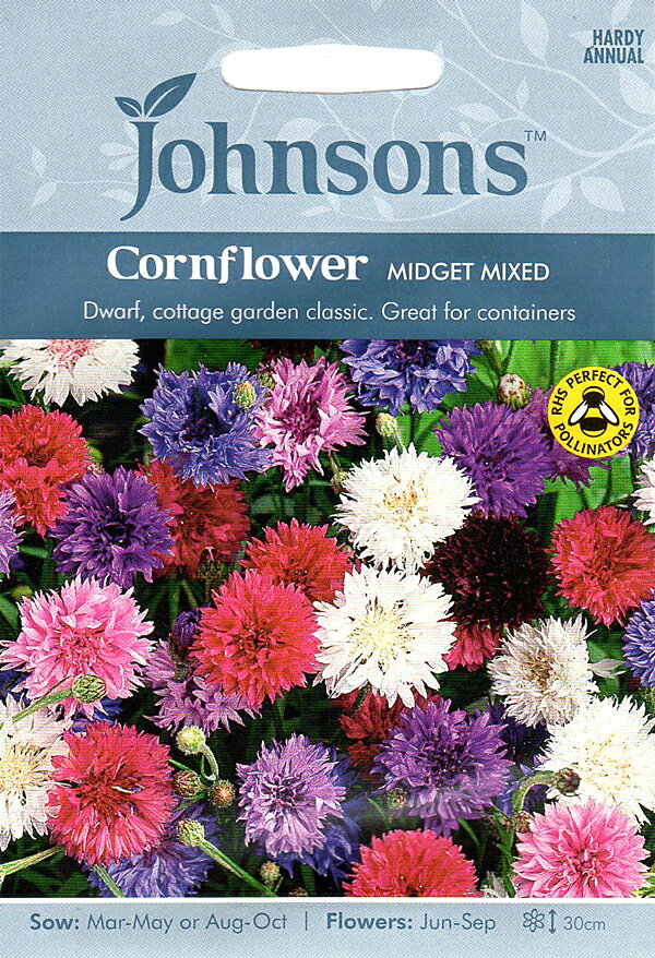 【種子】Johnsons Seeds Cornflower Midget Mixed コーンフラワー（セントーレア）ミジェット・ミックス ジョンソンズシード