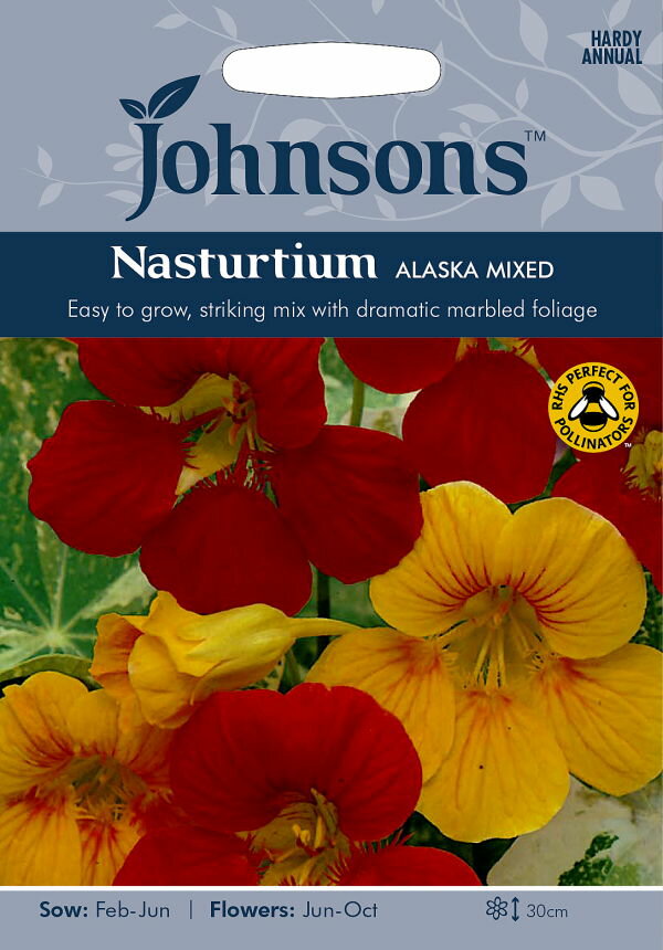 Johnsons Seeds Nasturtium Alaska Mixed ナスターチウム アラスカ・ミックス ジョンソンズシード