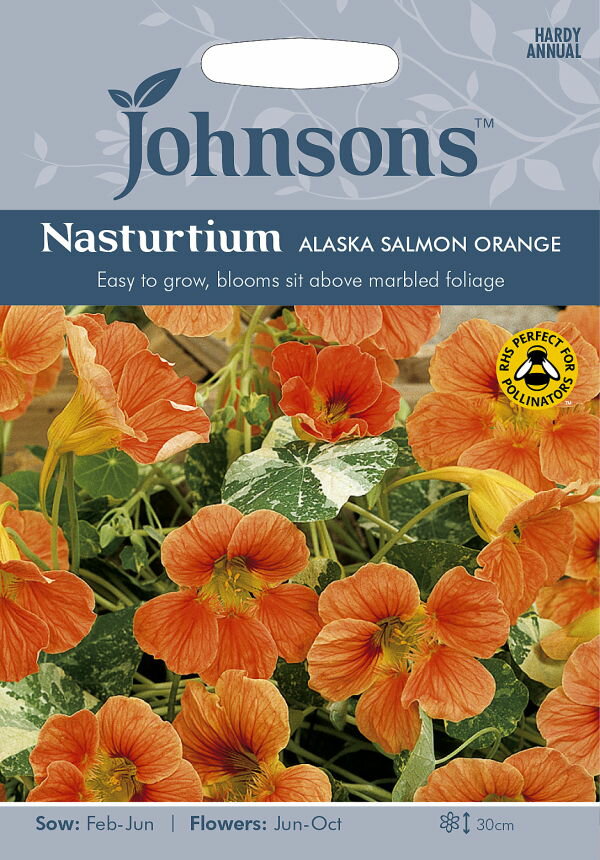 【種子】Johnsons Seeds Nasturtium Alaska Salmon Orange ナスターチウム アラスカ・サーモン・オレンジ ジョンソンズシード