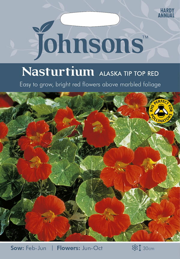 Johnsons Seeds Nasturtium Alaska Tip Top Red ナスターチウム アラスカ・チップ・トップ・レッド ジョンソンズシード