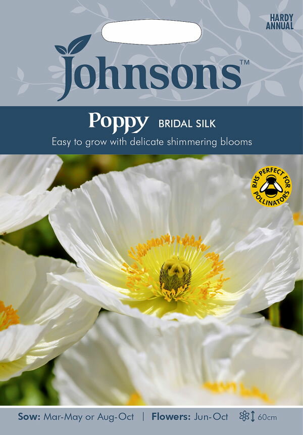 【種子】Johnsons Seeds Poppy Bridal Silk ポピー ブライダル・シルク ジョンソンズシード