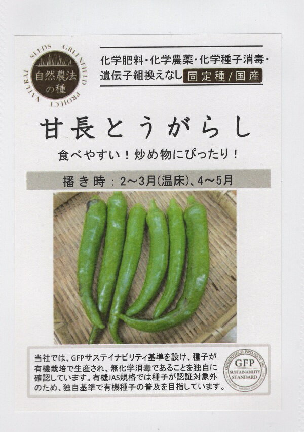 【自然農法の種】甘長とうがらし グリーンフィールドプロジェクトのタネのサムネイル
