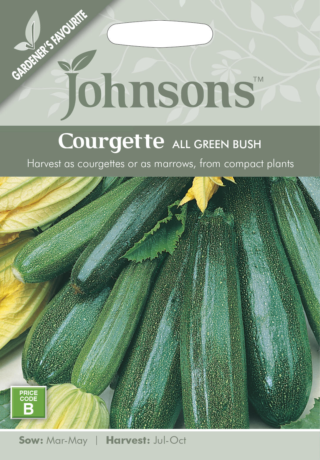 【種子】Johnsons Seeds Courgette All Green Bush クルジェット（スカッシュ） オール・グリーン・ブッシュ ジョンソンズシード