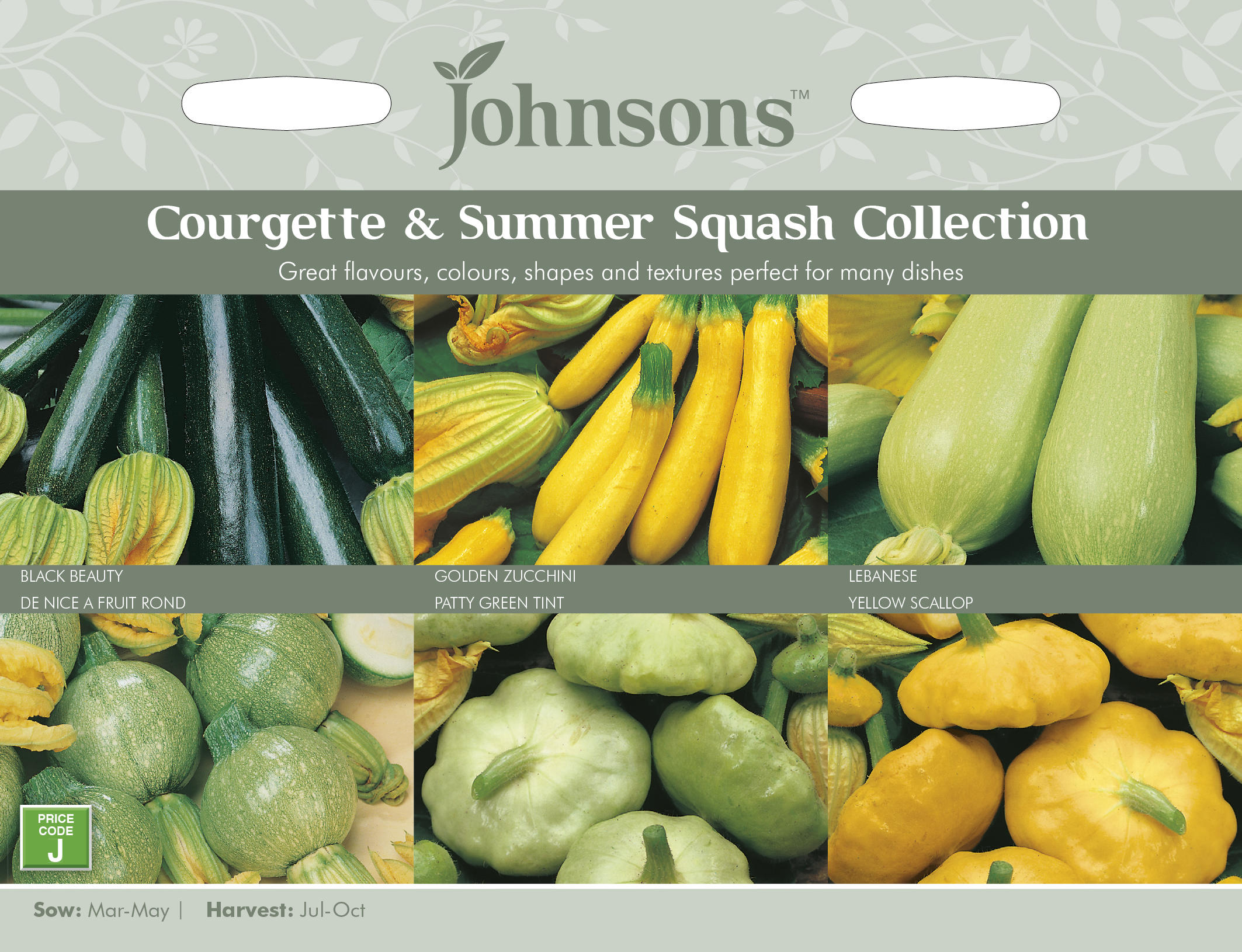 【種子】Johnsons Seeds Seed Collection Courgettes & Summer Squashes シード・コレクション クルジ..