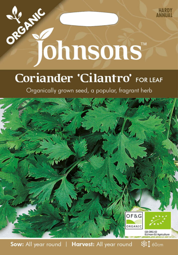 【種子】Johnsons SeedsORGANIC Coriander 'Cilantro' FOR LEAFオーガニック コリアンダー 'シラントロ' フォー・リーフ ジョンソンズシード