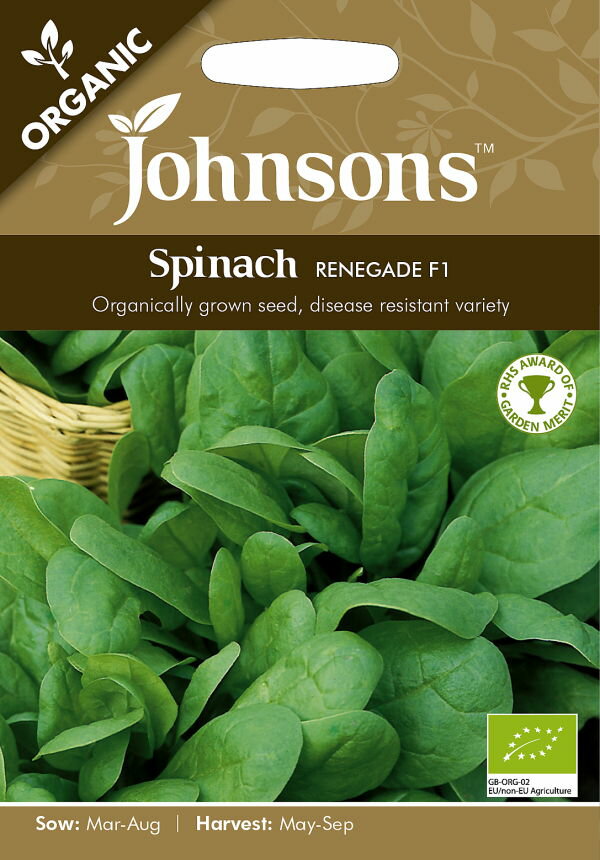 【種子】Johnsons Seeds ORGANIC Spinach Renegade F1 オーガニック スピナッチ（ほうれんそう） レネゲイド・F1ジョンソンズシード