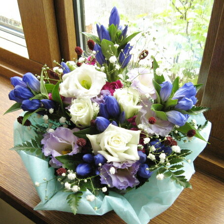 ≪送料＆クール便代金込み≫秋色アレンジメント（ブルー系）☆3,800円コースのサムネイル