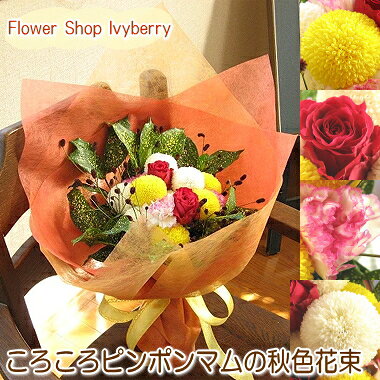 ≪送料＆クール便代金込み≫ころころピンポンマムの秋色花束