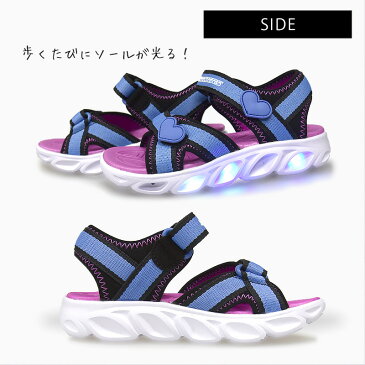 スケッチャーズ SKECHERS キッズ ジュニア 子供 女の子 ハート サンダル 光る ライト HYPNO-FLASH - SPLASH ZOOMS 20215l BKBL 青