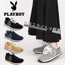 レディース スニーカー カジュアル 軽量 シューズ ファッション プレイボーイPB-1137 playboy BLK GRY NVY BEG BLK/GLD 黒 灰 紺