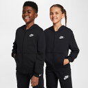 ナイキ ジュニア キッズ パーカー 子供 スポーツウェア ファッション トレーニング 運動 アウター ウエア nike YTH NSW クラブ FT フルジップ L/S フーディ LBR FD3017 010 黒