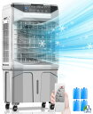 ★800円OFFクーポン+P5倍★ 冷風機 冷風扇 冷風扇風機【大型気化式3面フィルター強力冷房 加湿 25L大容量水タンク】保冷パック4個 リモコン付き キャ...