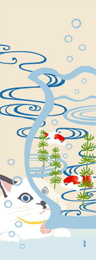 【クリックポスト可】濱文様 絵てぬぐい 「金魚鉢とにらめっこ猫」 季節飾り タペストリー 手ぬぐい 手拭 綿100% 夏柄 和柄 日本製 【クリックポスト可】濱文様 絵てぬぐい 「金魚鉢とにらめっこ猫」 季節飾り タペストリー 手ぬぐい 手拭 綿100% 夏柄 和柄 日本製