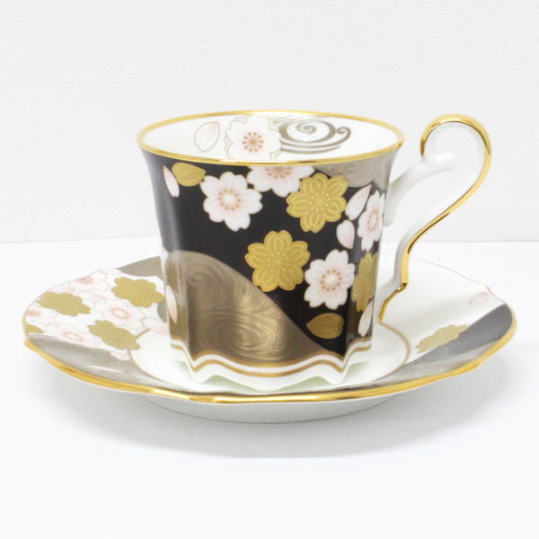 ノリタケ あやみなも コーヒー碗皿(夜桜金銀彩) カップ&ソーサー ギフト プレゼント 誕生日 お祝 内祝 父の日 母の日