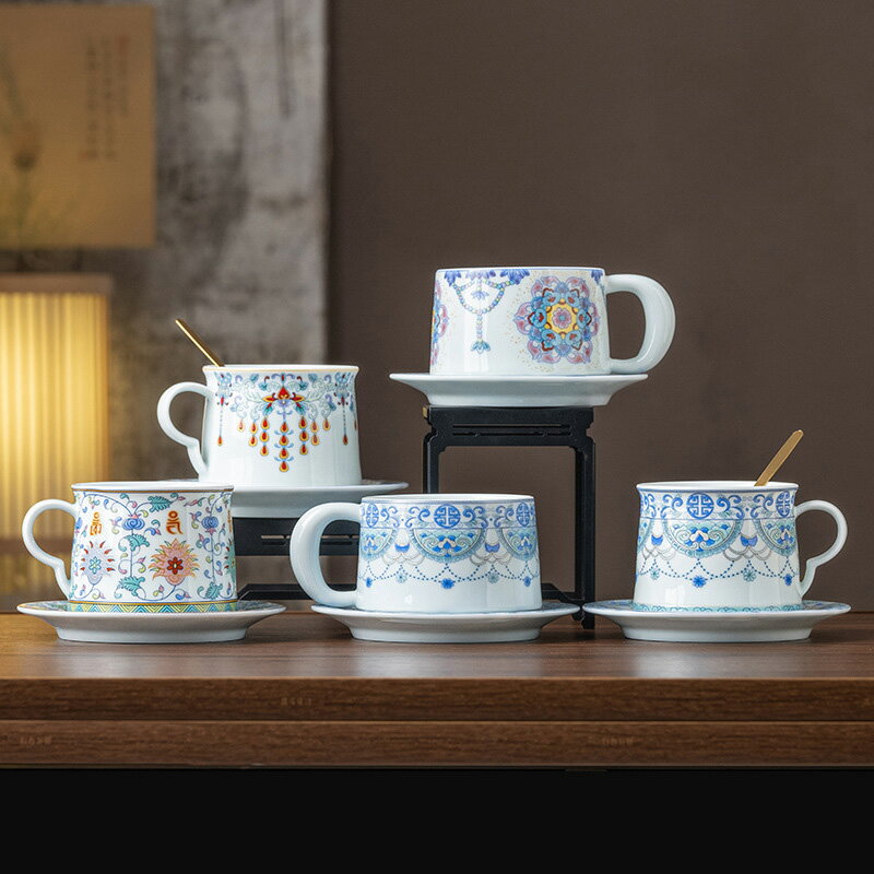 枝蓮纹 マグカップ＆プレート コーヒーカップ ティーカップ＆ソーサー スープカップ 蓮の花 モーニング..