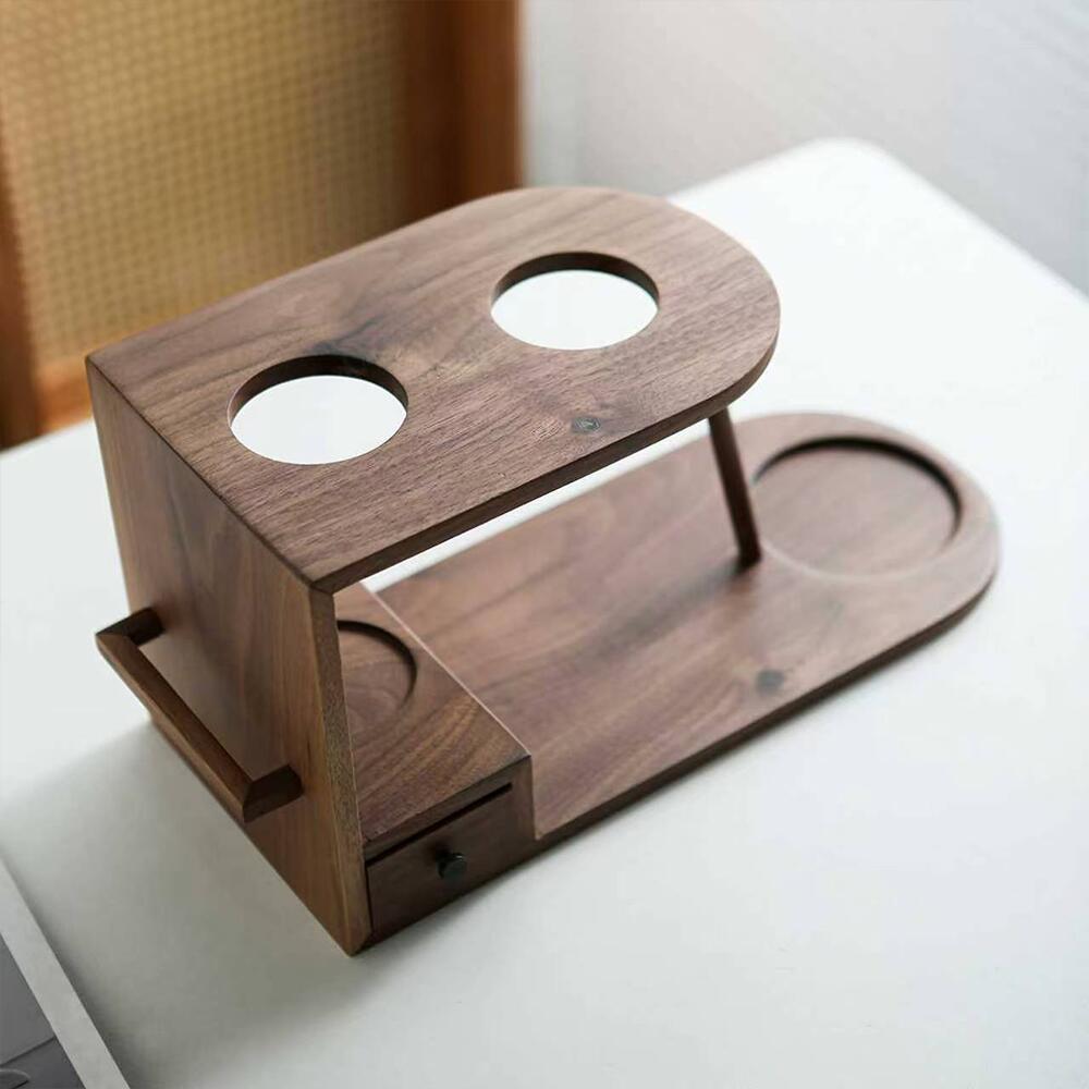 新作 コーヒースタンド 木 ウッド コーヒー用具卓上ラック 木製 コーヒーグッズ 収納スタンド コー ...