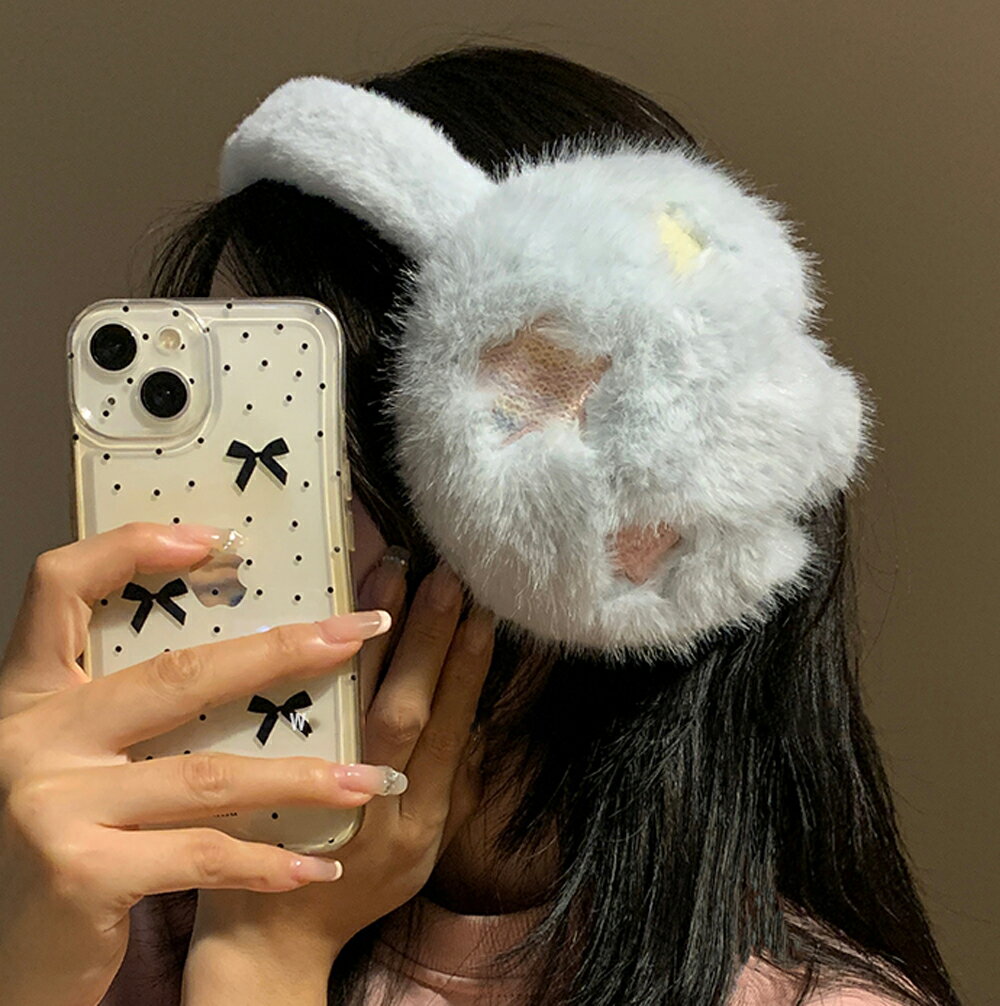 かわいい イヤマフ レディース イヤーマフラー 星刺繡 耳あて イヤーマフ ラビットファー風 防寒 ふわふわ 暖かい かわいい 自転車 通勤 通学 学生 男女兼用 ユニセックスフリーサイズ スキー スノーボード スノボ アウトドア 2024 クリスマス　プレゼント kiyokyou
