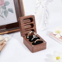 Ring Case 指輪ケース リングケース 木製 ピアスケース かわいい 小 3枚入れ ウールナット アクセサリーケース ジュェリーボックス ジュェリーケース 婚約指輪入れ 婚約指輪収納 持ち運び リングボックス 携帯 外出 旅行便利 結婚 お祝い プレセント IwaiLoft(4)