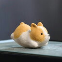 IwaiLoft 置物 紫砂 陶器 コーギー かわいい 蓋置 茶寵 工芸品 手作り オブジェ 縁起物 民芸 風水グッズ 風水アイテム インテリア小物 彫像 茶玩 茶ペット 書斎 和室 茶道 母の日 プレゼント ギフト【2点以上送料無料】