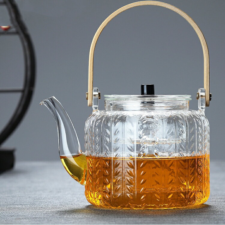 麦の穂 ムギノホ やかん 耐熱ガラス ティーポット ダブル茶こし付き 大容量 1000ml 天然素材持ち手 湯沸かし 透明 ガラスティーポット ガラス製ポット ガラス急須 ジャンピング 紅茶ポット フルーツティー 花茶 工芸茶 蒸茶 煮茶 に ガラス急須 直火可 送料無料 IwaiLoftのサムネイル