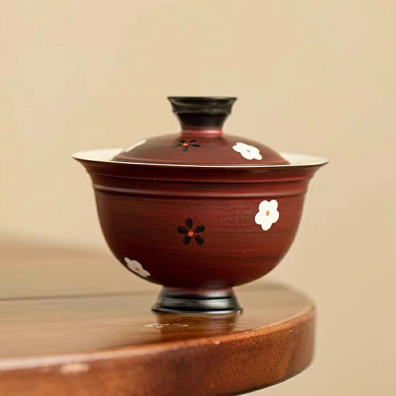 サンザシ 蓋物 蓋付碗 赤釉色絵 珍味入れ 120ml 宝瓶 蓋碗 湯冷まし 赤 レッド 茶器 磁器 中国茶器 台湾茶器 紅茶 茶器 緑茶 シノワズリ スープ椀 スープボウル 蓋付 グラス 菓子椀 ボウル 茶碗 フリーカップ お碗 珍味入れ 抹茶茶碗 茶碗蒸し 茶芸 母の日 ギフト IwaiLoft