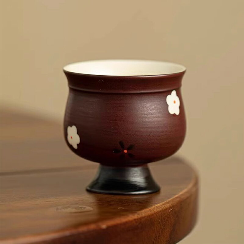 【サンザシの花】縁起が良い 花柄 湯のみ 湯呑み お茶 コップ カップ盃 湯飲み レッド 赤 植物柄 ティ..