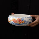 IwaiLoft 「招福開運」金運を呼ぶアロワナの伝統工芸品 セラミック ボウル 1100ml アロワナ 紅龍 魚 菓子椀 汁椀 お椀 お茶碗 和食器 おしゃれ 深鉢 置物 フラワーベース 白磁 建水 こぼし 茶こぼし 水孟 茶道具 中国茶器 台湾茶器 手作り