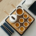 IwaiLoft 白風 急須 セット 陶磁器 コップ 茶入 茶托 白い片手鍋 中華茶器 6客 10点セット