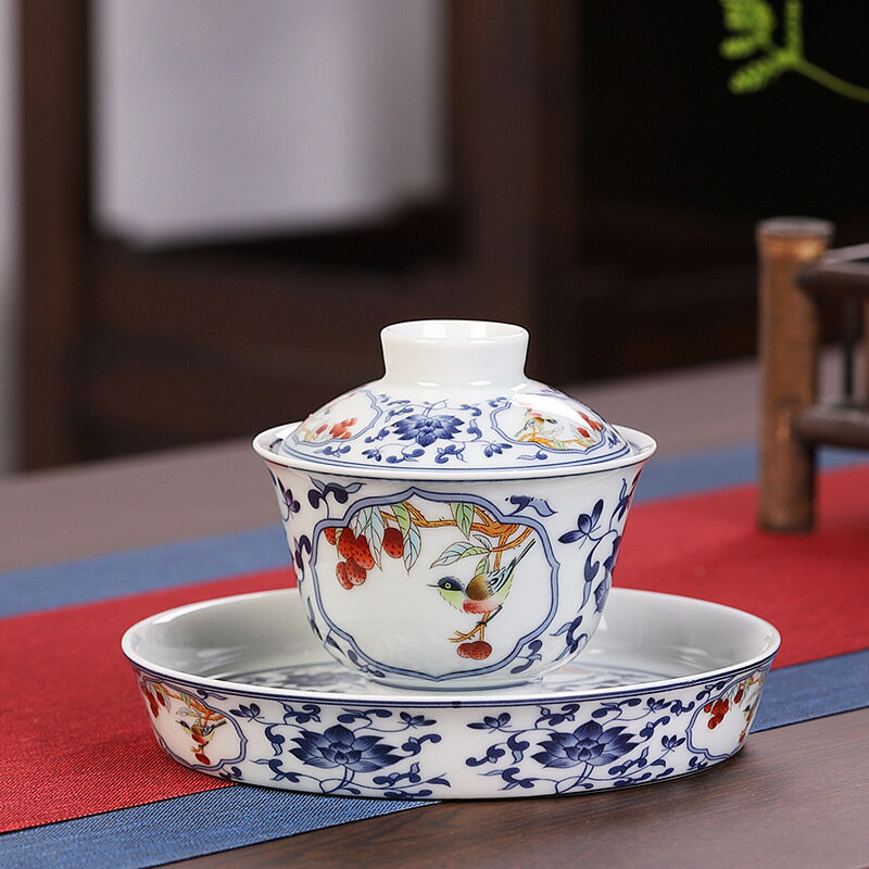 IwaiLoft 蓋碗 三才碗 宝瓶 煎茶器 桃の柄 急須 中国茶 ウーロン茶 お茶用品 ティーウェア 台湾茶器 中国茶器 来客用 贈り物にも 食洗機対応 電子レンジ対応【送料無料】