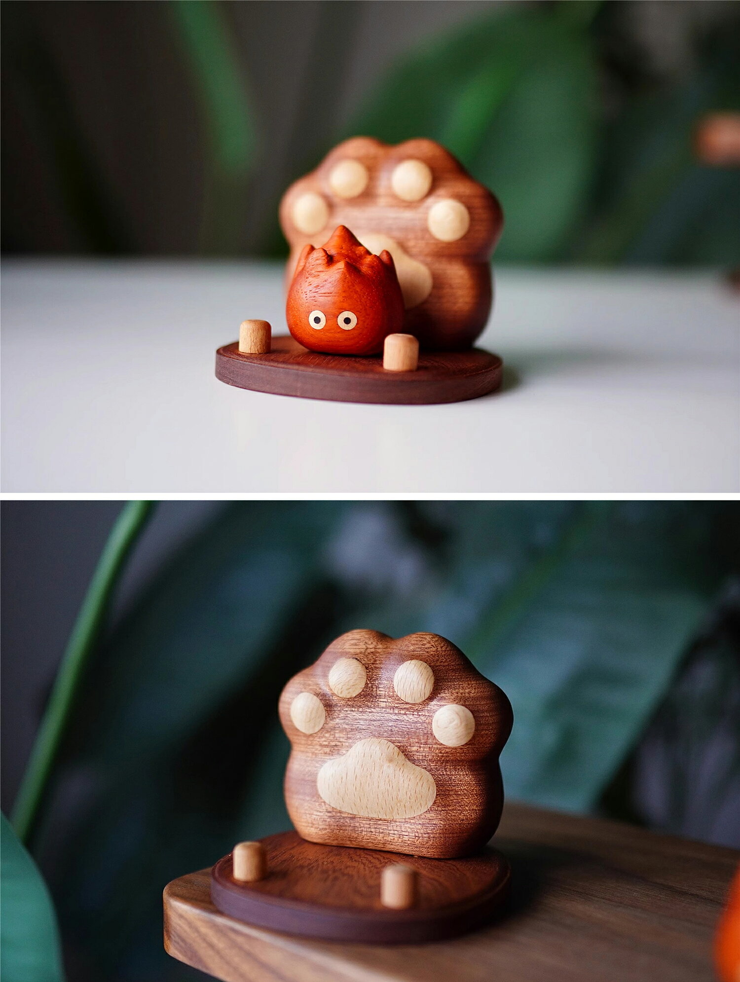 IwaiLoft かわいい 携帯スタンド 猫 木材 スマートフォン スマホスタンド 猫の爪 グッズ 置物 スマホ対応 卓上 スマホ タブレット スタンド 縦置き 横置き ねこ雑貨 おしゃれ 猫好きさんへのプレゼント 子供 プレゼント 母の日 ギフト [2]