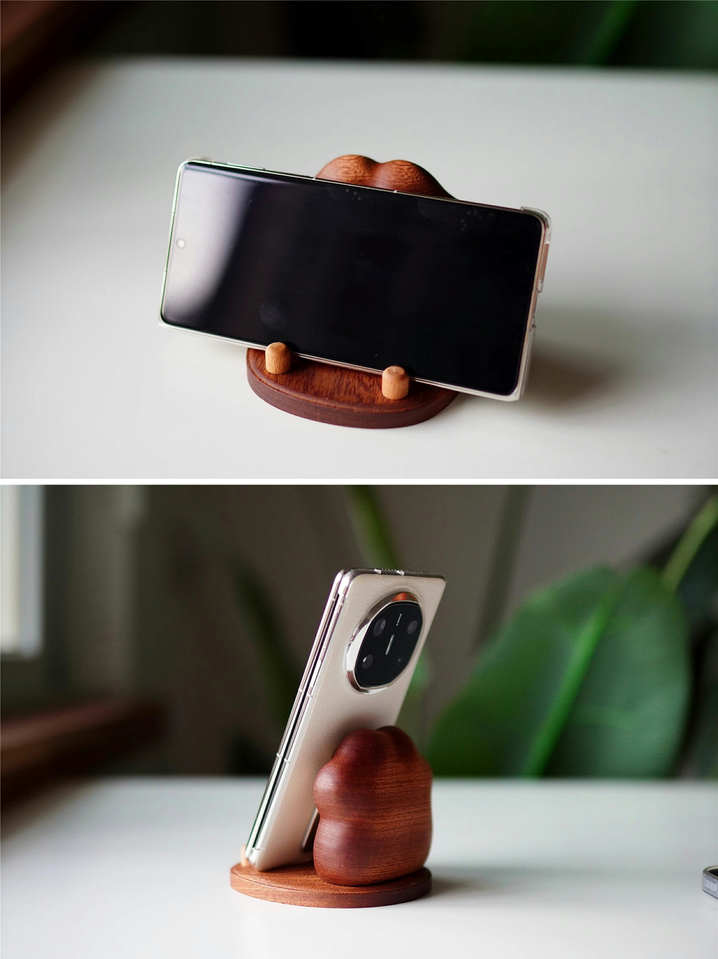 IwaiLoft かわいい 携帯スタンド 猫 木材 スマートフォン スマホスタンド 猫の爪 グッズ 置物 スマホ対応 卓上 スマホ タブレット スタンド 縦置き 横置き ねこ雑貨 おしゃれ 猫好きさんへのプレゼント 子供 プレゼント 母の日 ギフト [3]