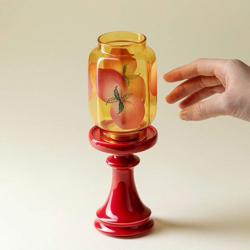 IwaiLoft 桃柄 ガラスキャンドルスタンド 防風 キャンドルホルダー 3色 スタンド ロマンティック 耐風ろうそく立て ガラス製 雰囲気 気持ち 燭台用品 ティーライトキャンドル用 パーティー 装飾 キャンドル立て キャンドルランプ キャンドルランタン かわいい 仏壇